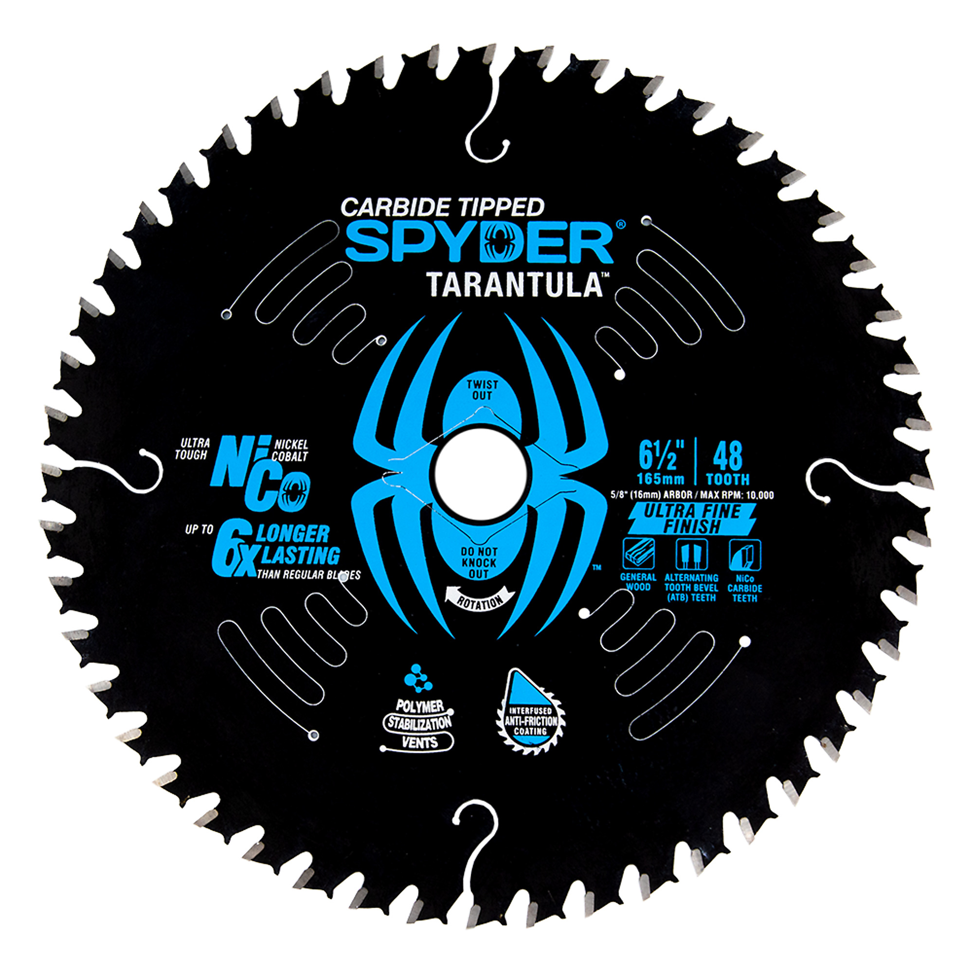SPYDER, Ultra Fine 6-1/2in. 48T TCT Stl Circ Tarantl Saw Bld, Blade Diameter 6 1/2 in, Included (qty.) 1 Model# 13025